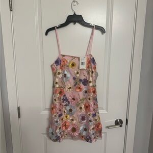 Floral Embroidered Pink Dress